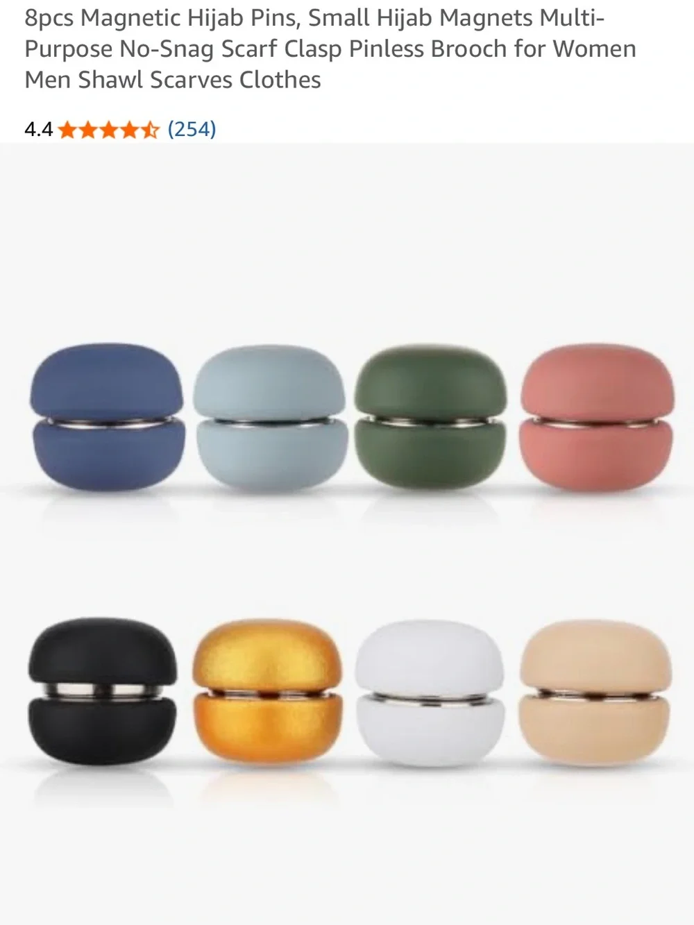 8 Magnetic Hijab Pins Set - Multi-Color No-Snag Scarf Clasp